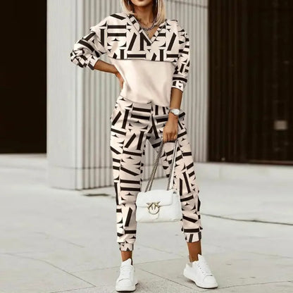 Cross-border 2026 new spring suit Amazon European and American casual women's sports long sleeve printed fashion suit women