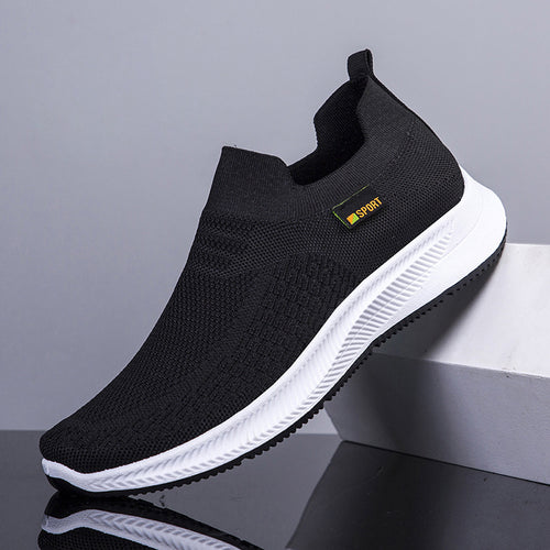 2024 New Spring Athleisure Men's Shoes Breathable Slip-On Flying Weaving Middle-aged and Elderly One-Foot Mesh Shoes Cross-border