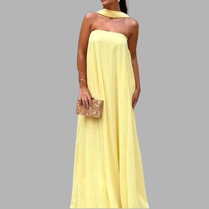 2026 spring new Amazon European and American cross-border temperament women's collage breast wrap sexy party dress company