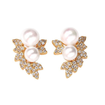 RAKOL Cross-border Unique Niche Design High-End Zircon Pearl Stud Earrings for Women, Elegant Light Luxury for Delicate Earrings