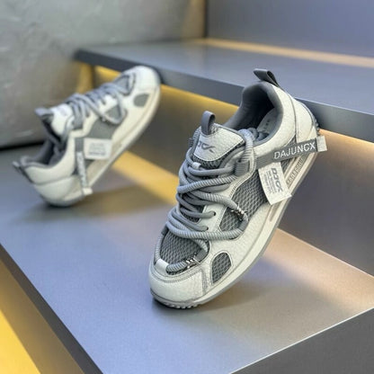 Men's Summer 2026 New Fashionable Versatile Comfortable Casual Shoes, Leather Mesh Patchwork, Breathable Soft-Soled Lightweight Argan Shoes