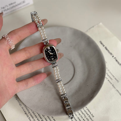 NAIDU new personalized pearl women's watch oval disc simple fashion watch small fragrance style women's Douyin live broadcast model
