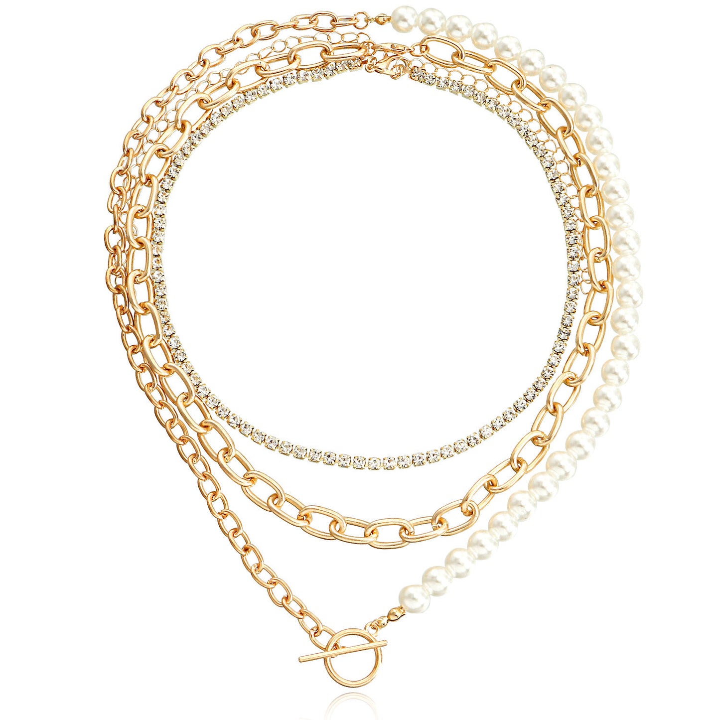 European and American cross-border jewelry ins style texture imitation pearl clavicle necklace women's simple rhinestone claw chain necklace wholesale