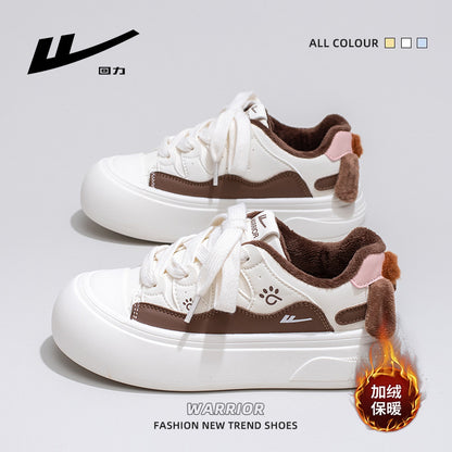 Pull-back fleece warm platform shoes new women's shoes in winter Versatile low-top cotton shoes cute puppy style student shoes