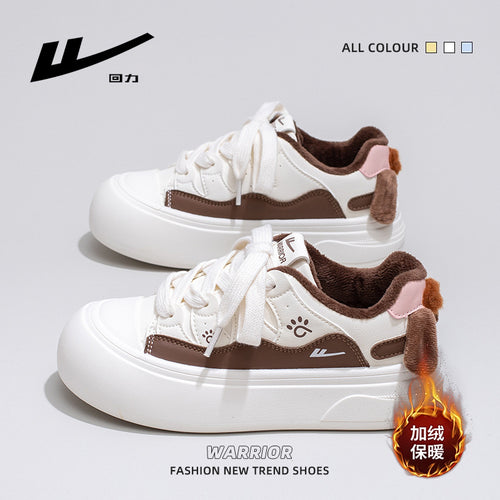 Pull-back fleece warm platform shoes new women's shoes in winter Versatile low-top cotton shoes cute puppy style student shoes