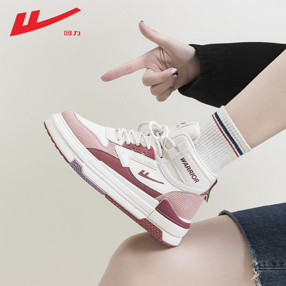 Pull-back color-blocked platform shoes, comfortable board shoes, simple high-top spring new single shoes, versatile daily preppy style women's shoes