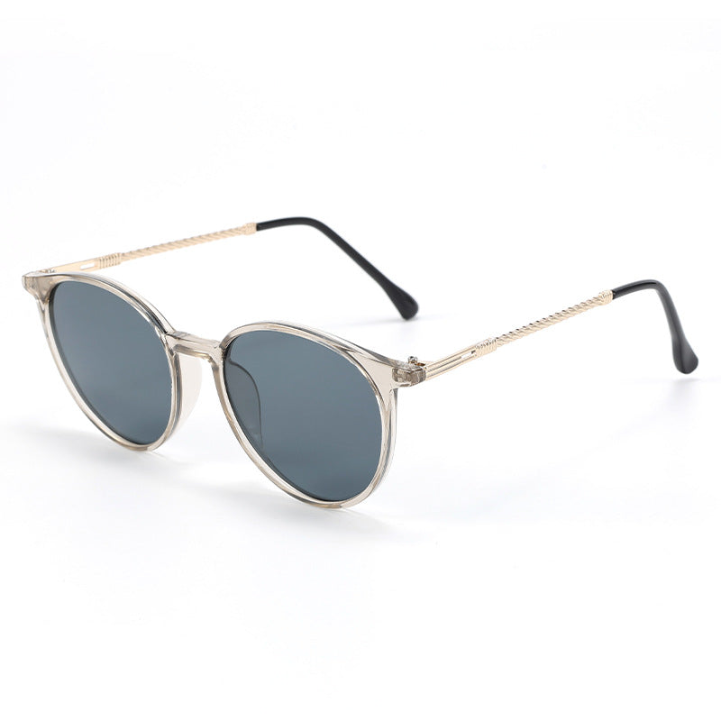 Leopard print round frame sunglasses for women, 2025 new high-end metal sunglasses, versatile personalized cross-border sunglasses for men