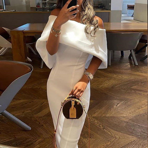 2026 New Independent Station European Beauty Clothing Slanted Shoulder Print Sexy Hip Skirt Slim Temperament Dress Women's 661