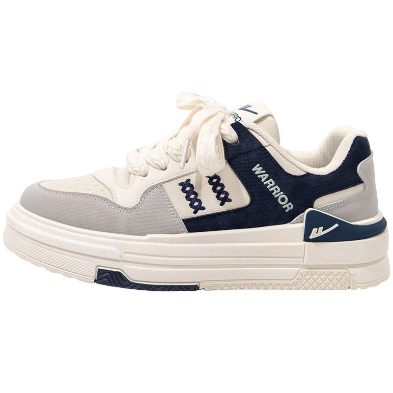 Pull-back color-blocking high-top platform shoes, American preppy style, high-value board shoes, women's leg-length design casual shoes