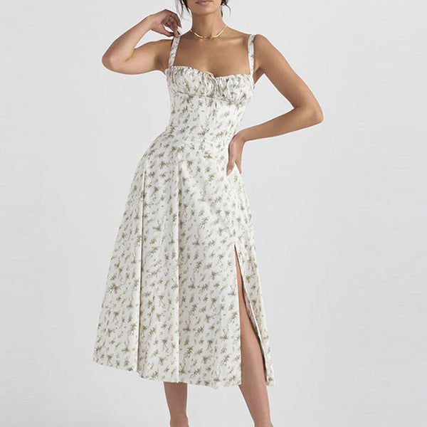 2026 AliExpress European and American cross-border women's temperament floral lace-up short ruffled resort dress women