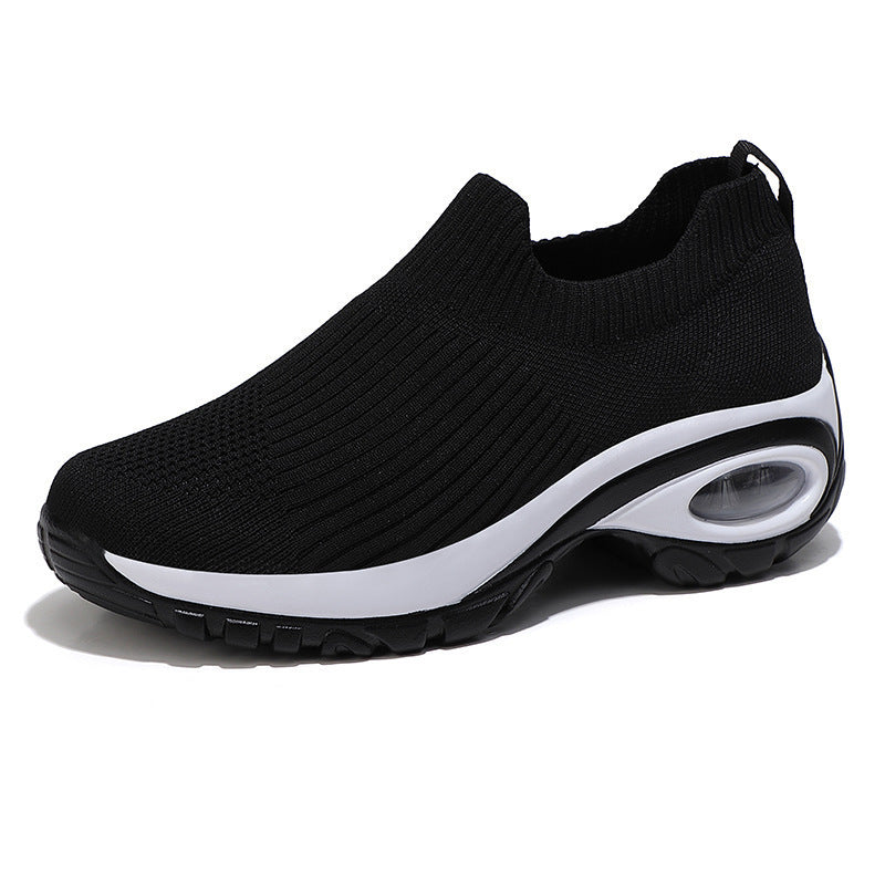 2024 Women's Shoes Casual Versatile Air Cushion Running Shoes Feiwei Breathable Lazy Shoes Slip-on Sports Shoes Wholesale