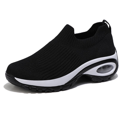 2024 Women's Shoes Casual Versatile Air Cushion Running Shoes Feiwei Breathable Lazy Shoes Slip-on Sports Shoes Wholesale