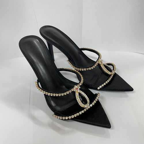 WO Huizhou City's new European and American pointed gemstone stiletto heel slippers in the summer of 2026 wear open-toe I-strings with rhinestones