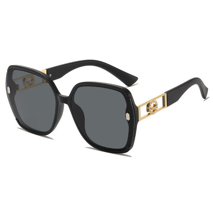 Large frame metal sunglasses for women, European and American fashion versatile sunglasses, UV-blocking sunglasses for women, high-end look