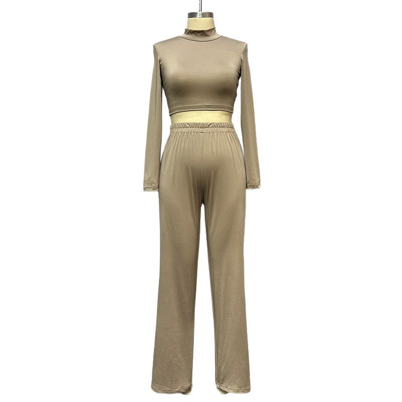 Cross-border exclusive for European and American ins style 2021 autumn new women's casual home two-piece set long sleeve wide-leg set