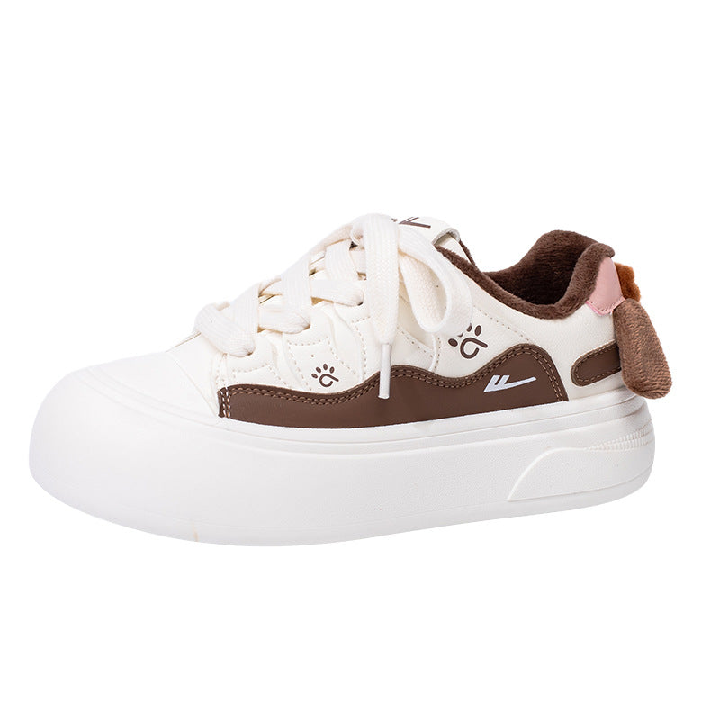 Pull-back fleece warm platform shoes new women's shoes in winter Versatile low-top cotton shoes cute puppy style student shoes