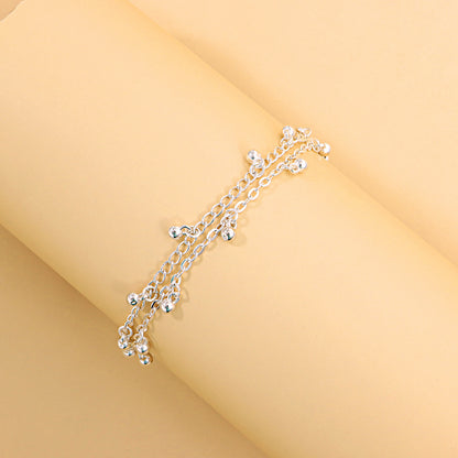 European and American cross-border jewelry, dance, yoga, double tassels, drop anklets, women, personality, fashion, trend, beach foot ornaments