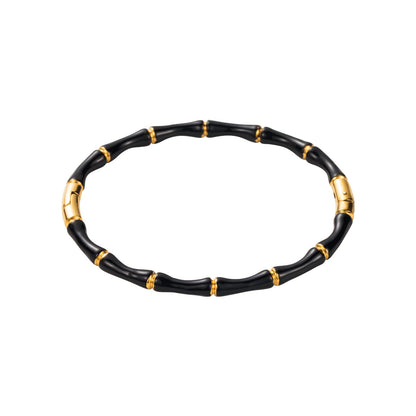 Cross-border European and American style stainless steel bamboo closure bracelet, INS style fashion drip design bracelet for women