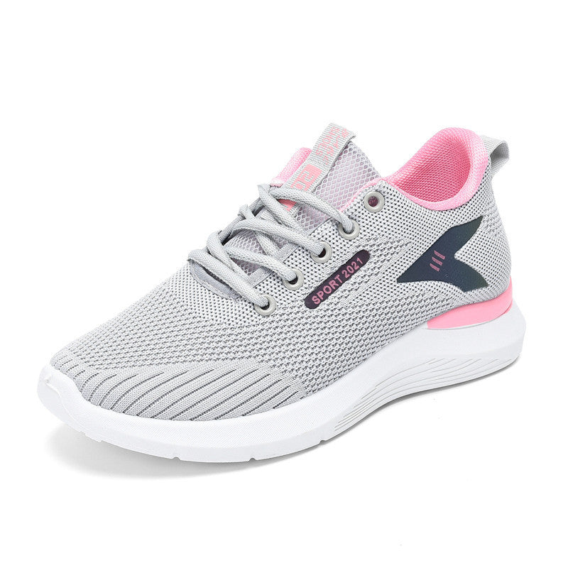 2025 Spring New White Shoes Sneakers Women's Lightweight Soft Sole Women's Running Shoes Student Lace-up Casual Shoes