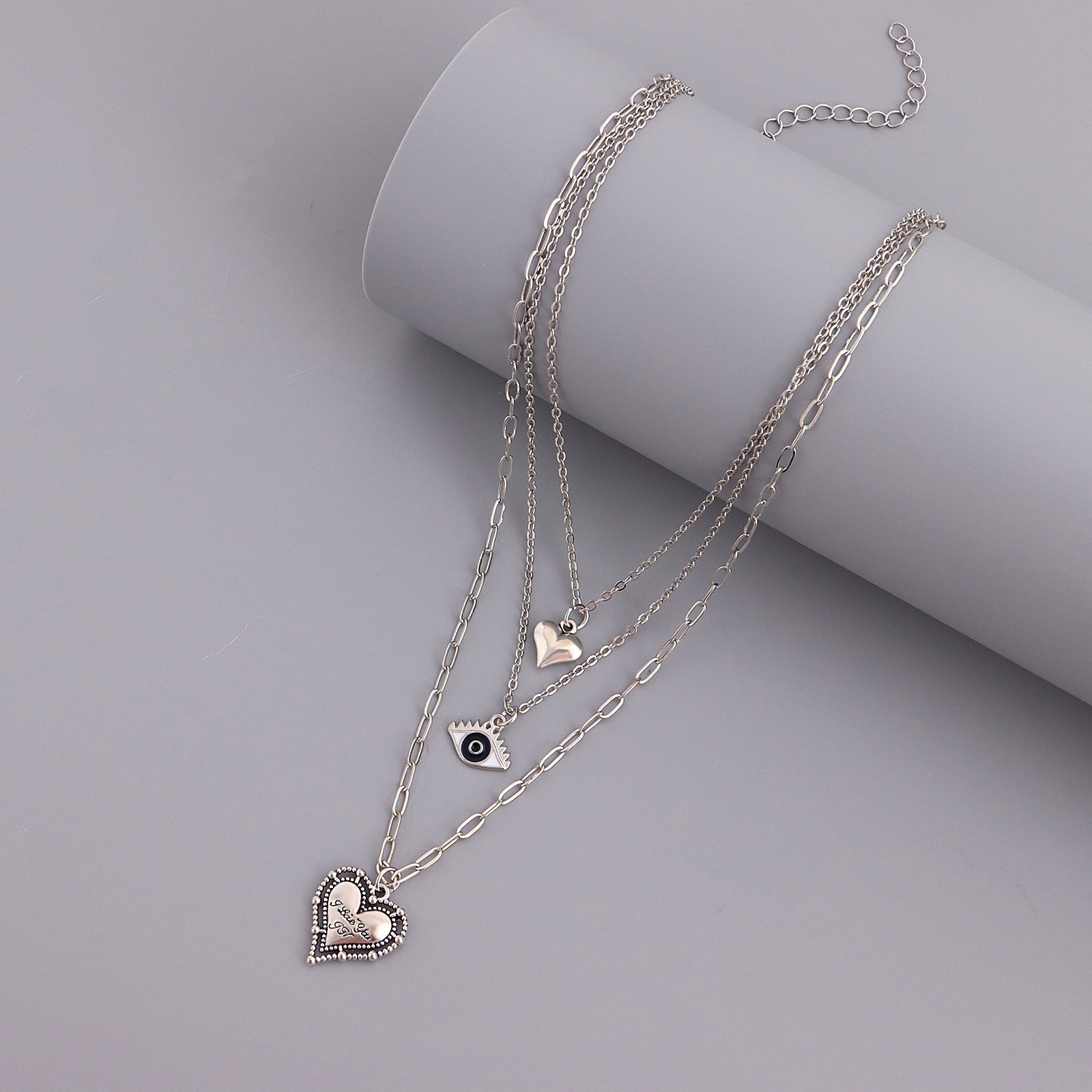 European and American cross-border jewelry Trendy multi-layer blue eyes love pendant necklace female fashion temperament anchor necklace