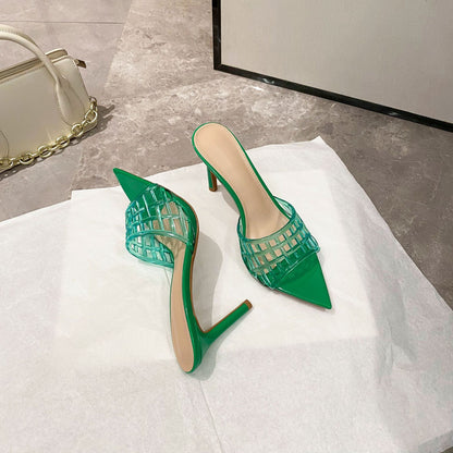 YX Transparent High Heels Women's Summer 2026 New Pointed Toe Stiletto Heel Sandals Versatile Slimming Niche Design Fashion Women's Shoes