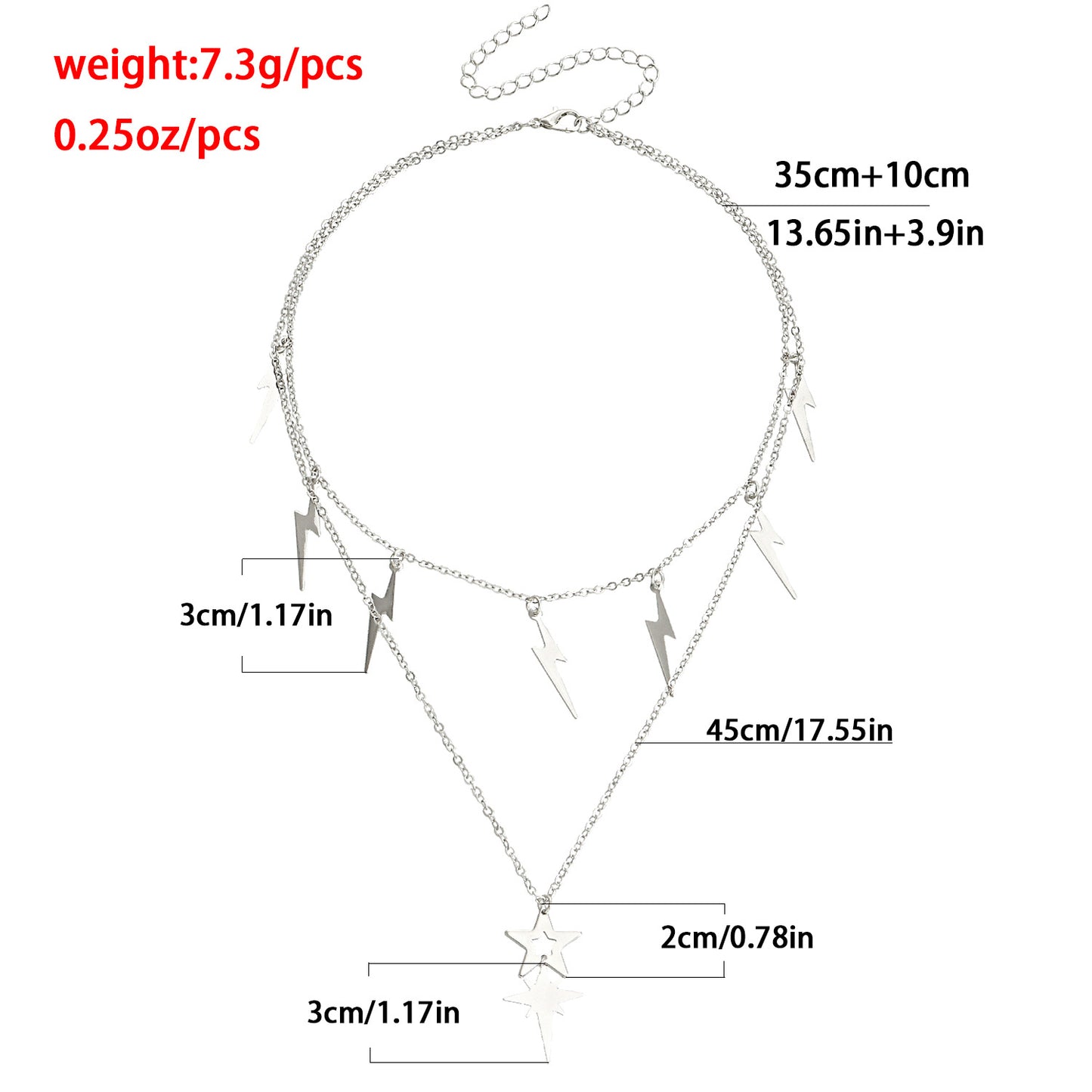 Lightning stars stacked multi-layer necklaces European and American new products simple tassel trend clavicle chain set necklace women's accessories