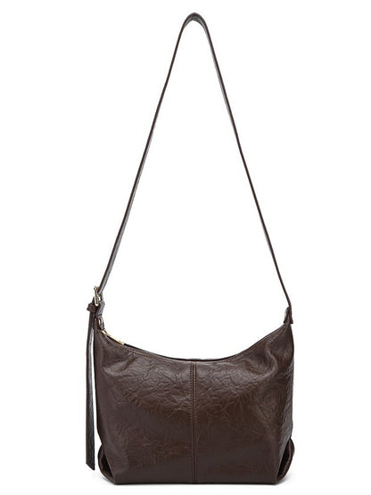 Bolsa de senhora 2025 nova tendência retro em pele macia, modelo dumpling, bolsa tote texturizada, bolsa de ombro a tiracolo.