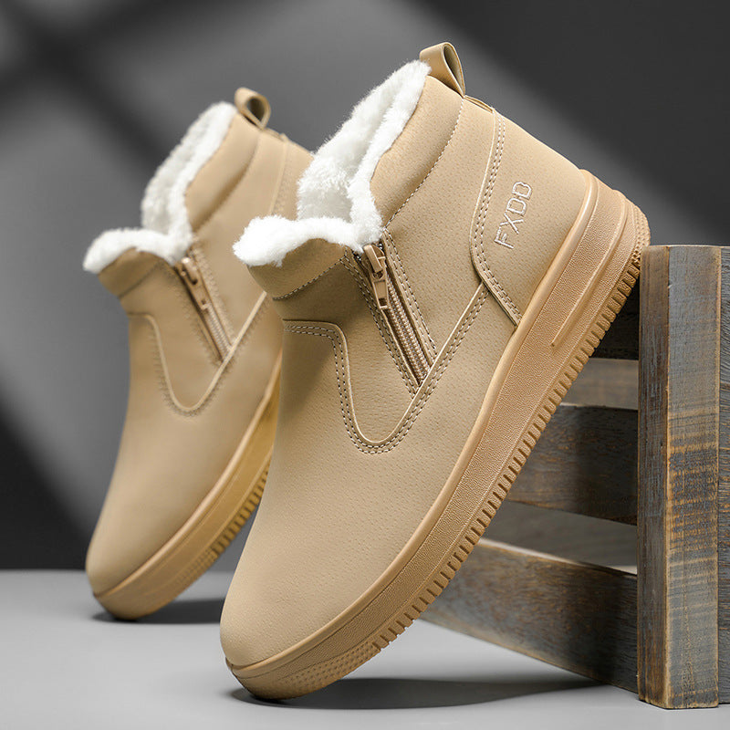 2025 Autumn/Winter New Men's Casual Snow Boots, Fleece-Lined Thickened Winter Warm Cotton Shoes, Outdoor Anti-Skiing Boots
