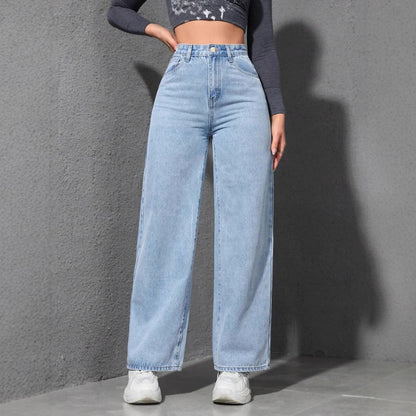 American wide-leg denim trousers women's spring 2025 new wash loose slimming straight floor-length jeans JEANS