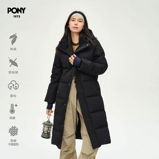 PONY1972 Women's Long Down Jacket Autumn Winter New Long Down Jacket 244W2OF39