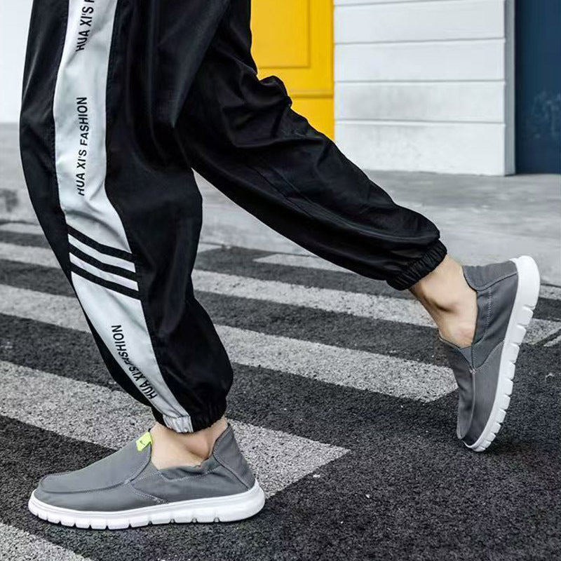 Pull-back work light canvas shoes new one-foot solid color casual shoes breathable and comfortable men's cloth shoes wholesale