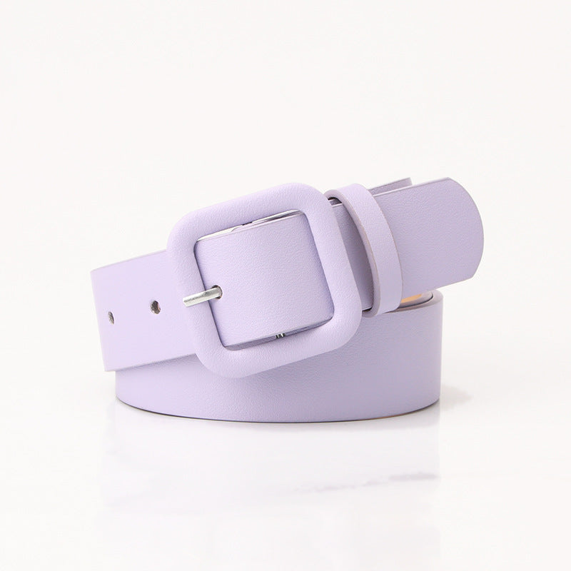 New Simple Luxury Belt Women's Square Buckle Candy Color Versatile Decorative Belt Fashionable and Elegant Belt Women