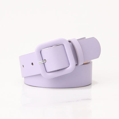 New Simple Luxury Belt Women's Square Buckle Candy Color Versatile Decorative Belt Fashionable and Elegant Belt Women