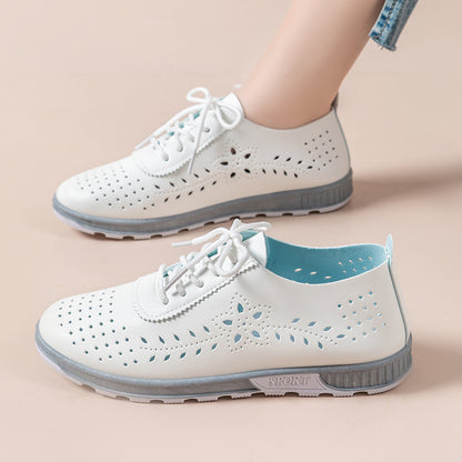 Cross-border plus size women's shoes women's cut-out hole shoes summer sandals breathable casual shoes soft soles lightweight mom shoes