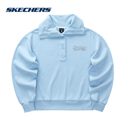 Sweatshirt SKX Skechers Mulher Primavera 2024 Novo Modelo Solto com Gola Redonda Casual Desportivo L124W019 00FU