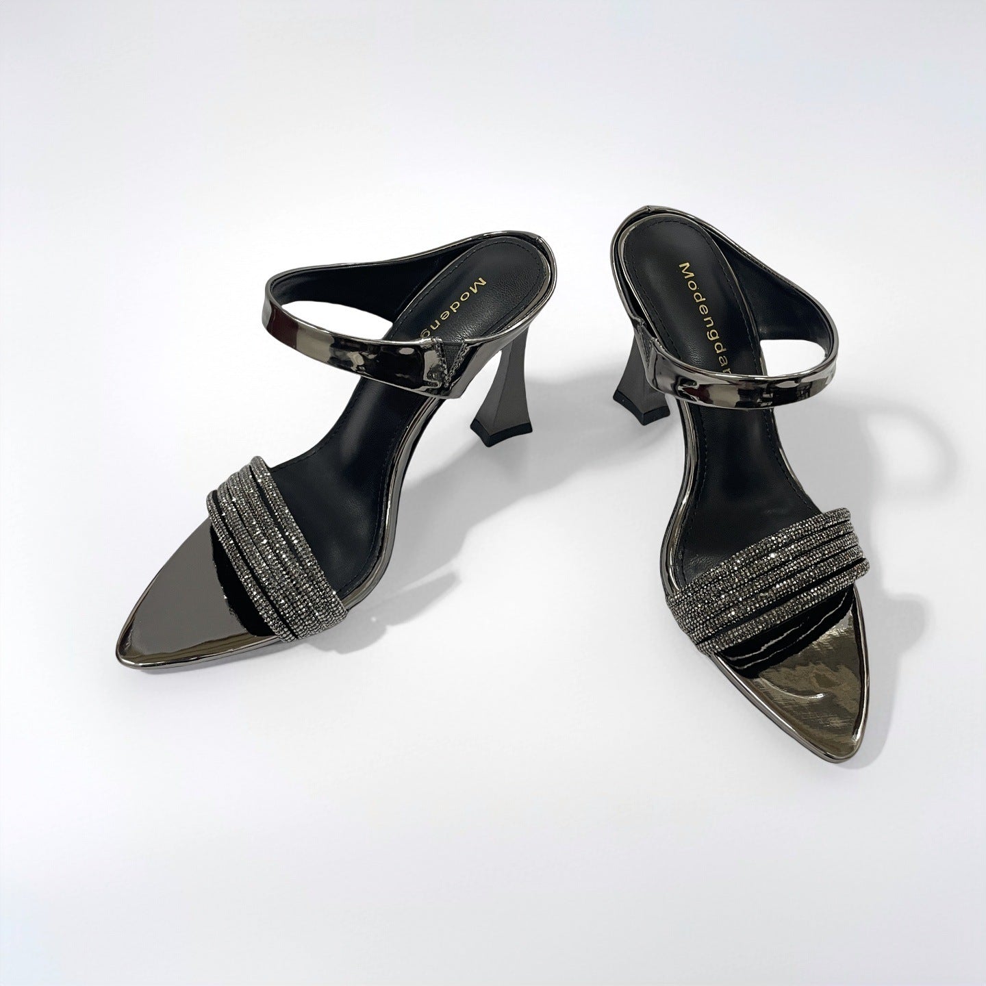 2026 summer new European and American style thin heel with open toe pointed PU high-heeled slippers for women to wear fashionable half slippers