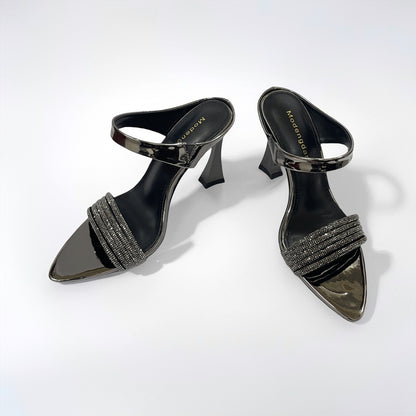 2026 summer new European and American style thin heel with open toe pointed PU high-heeled slippers for women to wear fashionable half slippers