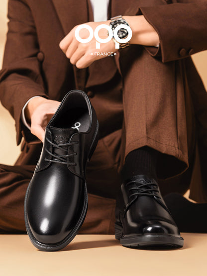 Sapatos para homem OPP Primavera 2026, novos modelos para negócios e ocasiões formais, em pele genuína preta de alta qualidade, estilo britânico, para homens de bom gosto.