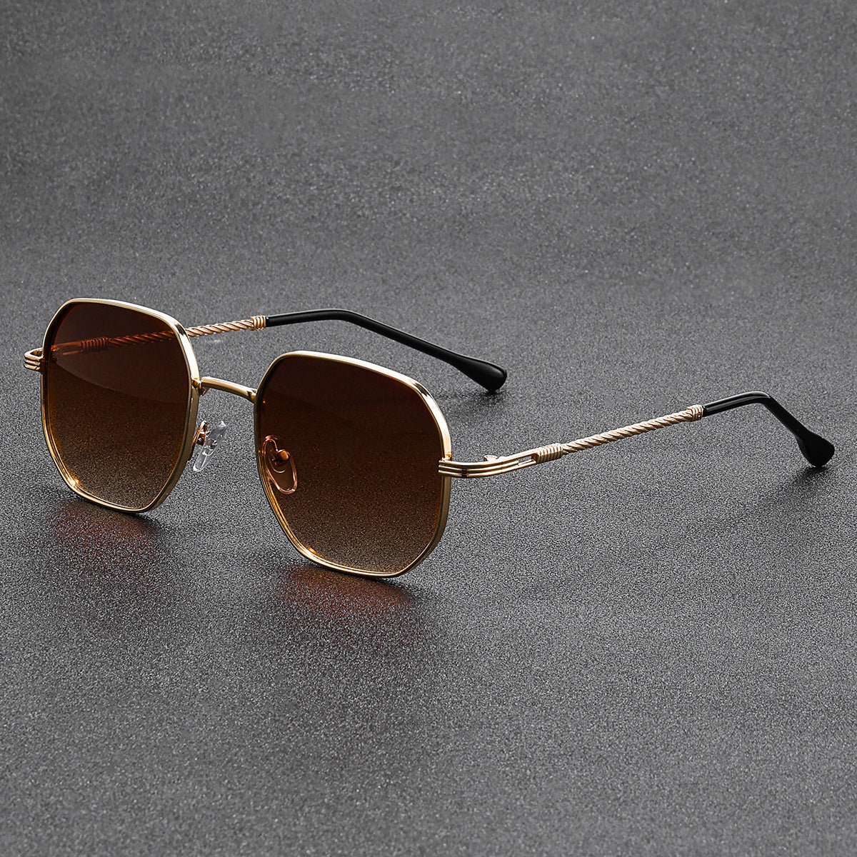 Simple square frame sunglasses, European and American vintage men's and women's face-enhancing sunglasses, driving internet celebrity metal sun-protection sunglasses