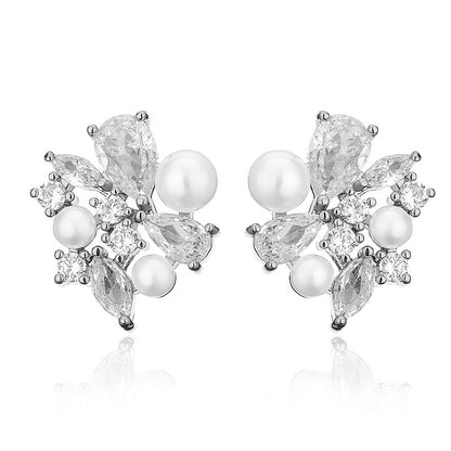RAKOL's new Korean style light luxury freshwater pearl zircon earrings with a waterdrop-shaped premium feel