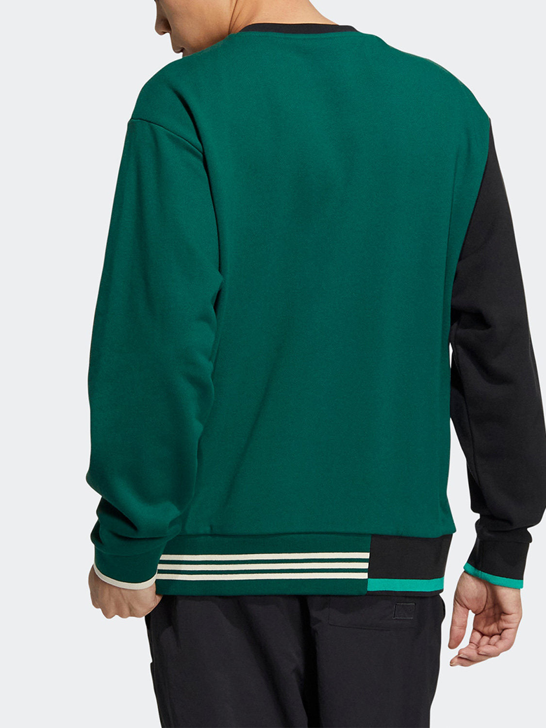 Adidas official genuine clover men's splicing contrast crew neck pullover sweatshirt HZ8923