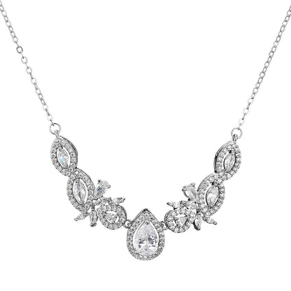 Cross-border new waterdrop zircon necklace, light luxury niche full diamond surrounded pendant accessory, high-end bridal accessory for women