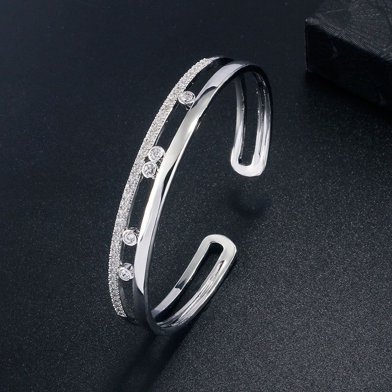 RAKOL Bracelet Women's Simple Fashion Electroplated Diamond Bracelet Versatile Student Couple ins Trendy Hand Jewelry