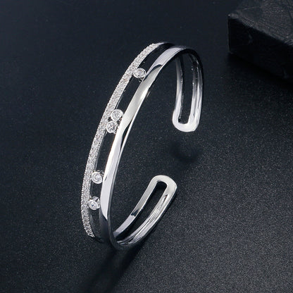 RAKOL Bracelet Women's Simple Fashion Electroplated Diamond Bracelet Versatile Student Couple ins Trendy Hand Jewelry