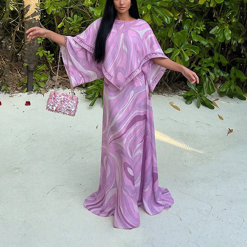 2026 Spring New European and American Sexy Women's Cross-border Amazon Loose Fashion Print Irregular Vacation Suit