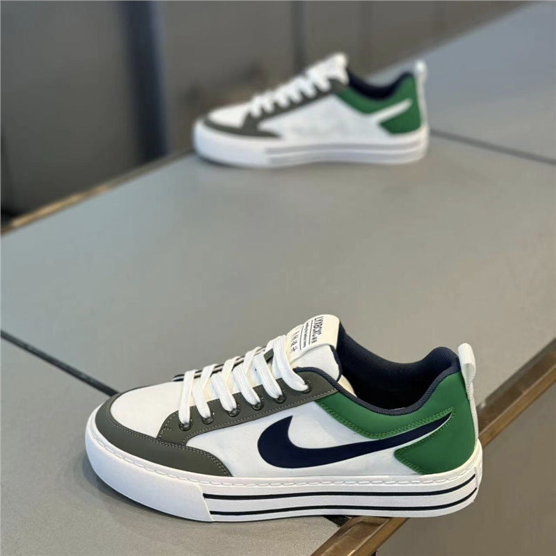 Sapatos masculinos 2025 primavera e outono nova tendência: versátil superfície de tecido rendado, sola macia respirável confortável confortável calçado de prancha esportiva e de lazer confortável