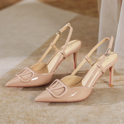 2026 Summer New French Sexy Pointed Toe Stiletto Heel High Heels Patent Leather Women's Sandals Guangdong Huizhou Fashion Boutique