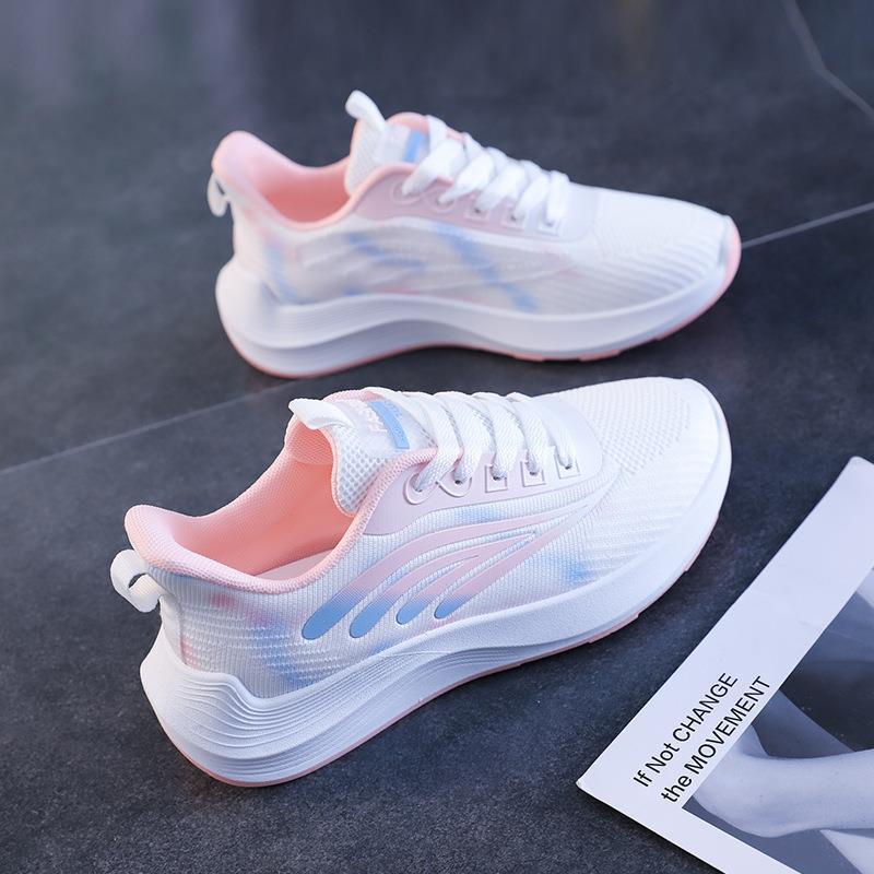 Women's shoes spring and summer new 2023 mesh sneakers, women's breathable travel shoes, flying woven white shoes, flat casual