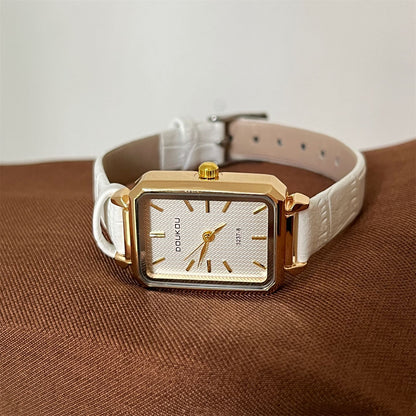 DOUKOU's new fashion hit light luxury student women's wristwatch, niche square watch, women's belt, cross-border