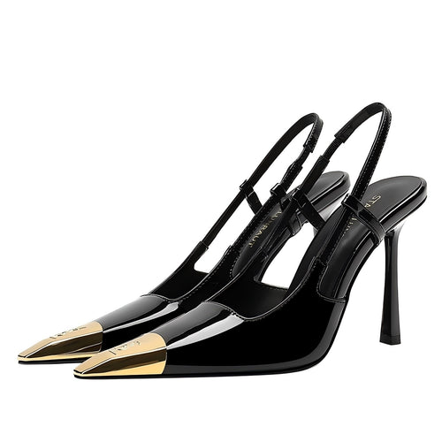 2026 summer European and American style pointed toe thin heel strap sandals women's microfiber inner rubber sole sexy high heels